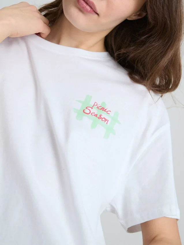 Pyjamasbluse med grafisk mønster