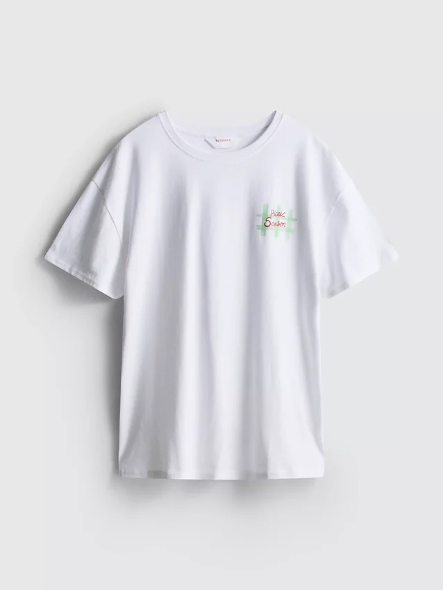 Pyjamasbluse med grafisk mønster