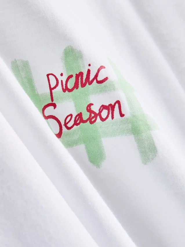 Pyjamasbluse med grafisk mønster