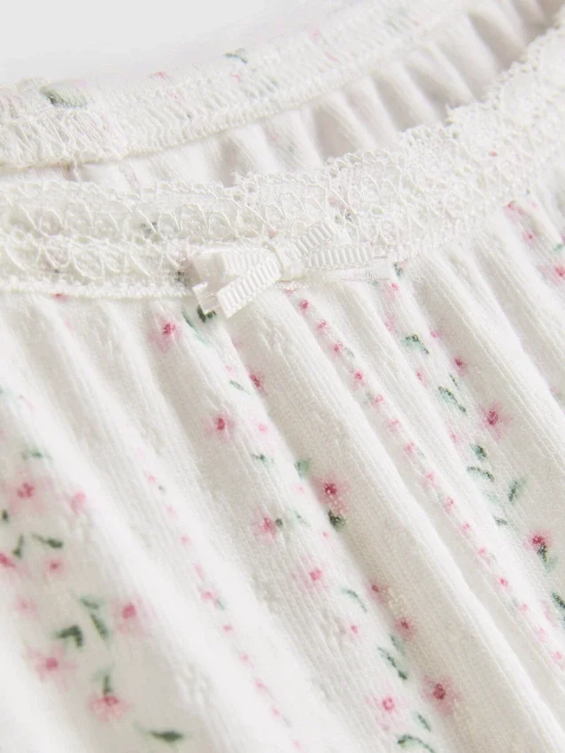 Pyjamasbukser med blomsterprint i pointelle-mønster