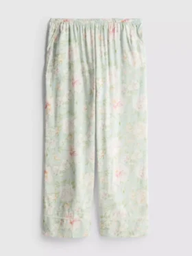 Pyjamasbukser med blomsterprint og brede ben
