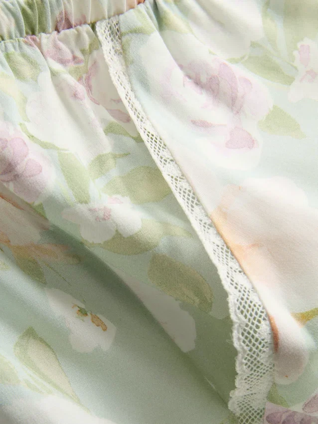 Pyjamasbukser med blomsterprint og brede ben