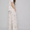 Pyjamasbukser med blomsterprint og brede ben