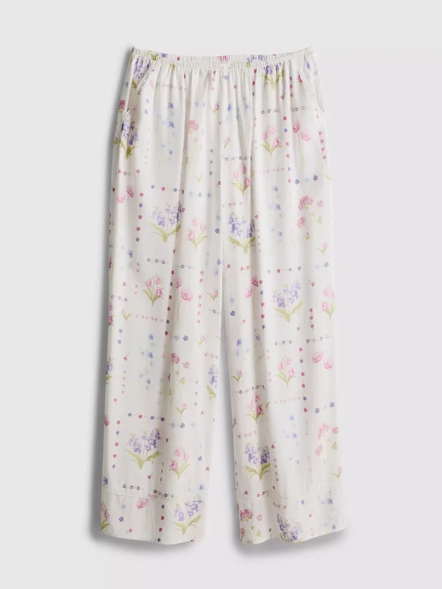 Pyjamasbukser med blomsterprint og brede ben