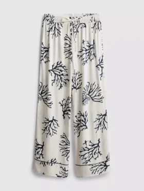 Pyjamasbukser med brede ben og koralprint