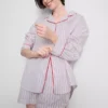 Pyjamaskjorte i bomuld til morgenmad i sengen