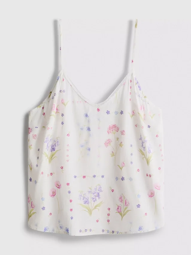 Pyjamasser-cami-top med blomsterprint