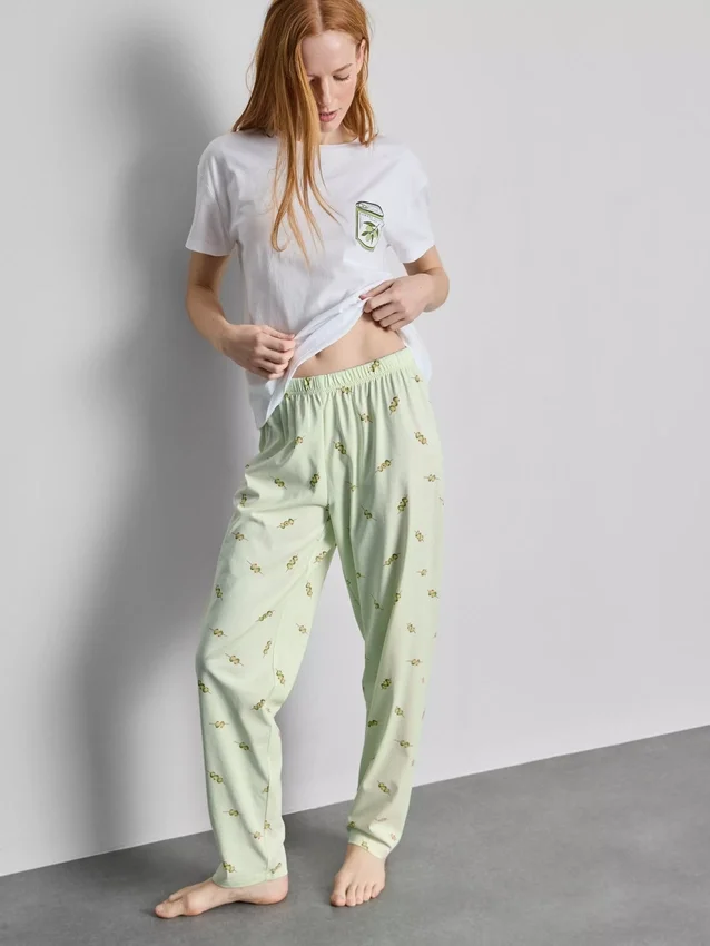 Pyjamasser i bomuld med rund hals og print
