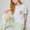 Pyjamasser i bomuld med rund hals og print