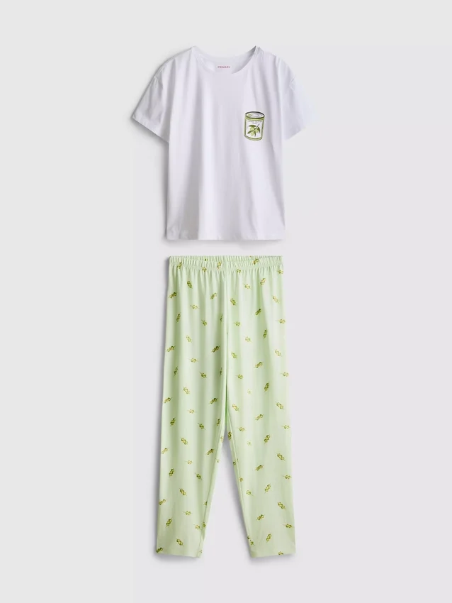 Pyjamasser i bomuld med rund hals og print