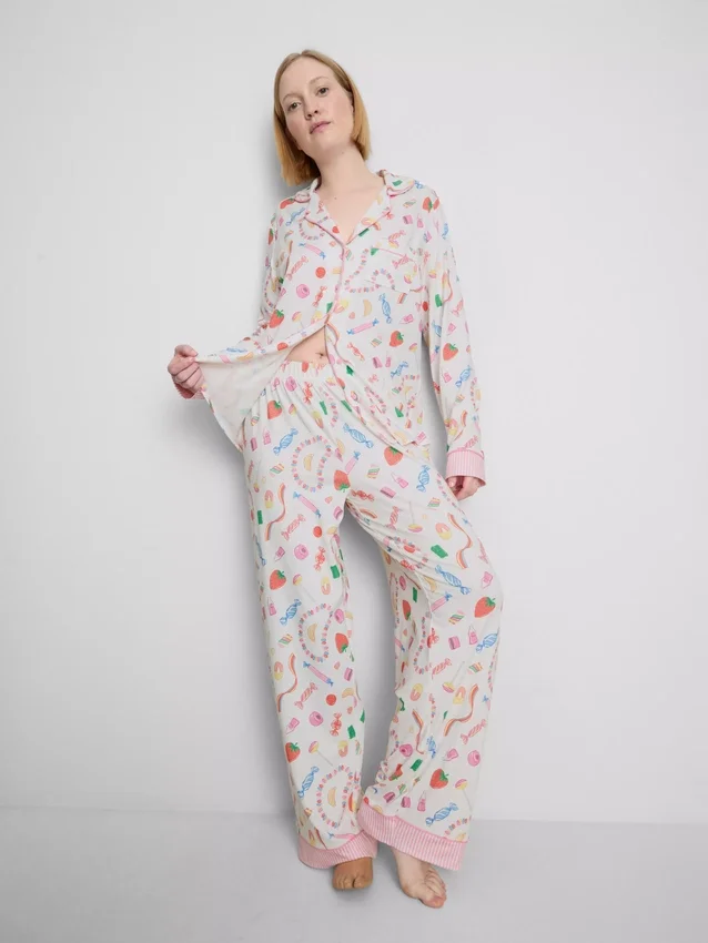 Pyjamasser i boyfriend-stil med sødt motiv