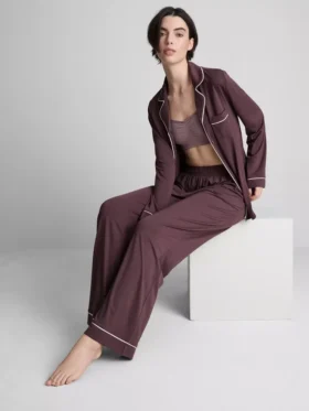Pyjamasser i jersey med kontrastkant i boyfriend-stil