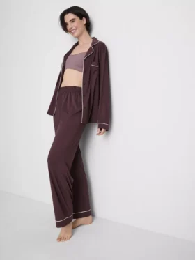 Pyjamasser i jersey med kontrastkant i boyfriend-stil