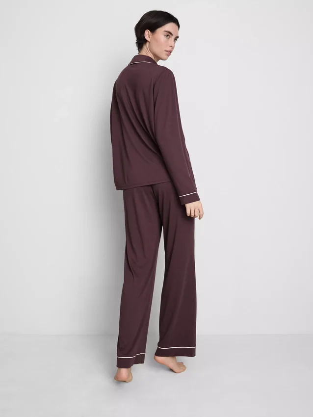 Pyjamasser i jersey med kontrastkant i boyfriend-stil