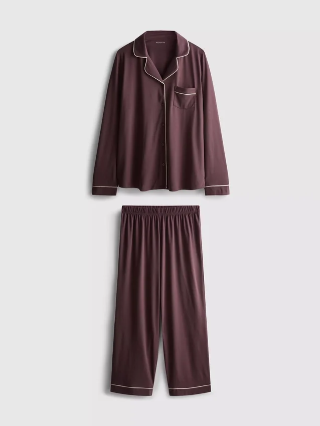 Pyjamasser i jersey med kontrastkant i boyfriend-stil