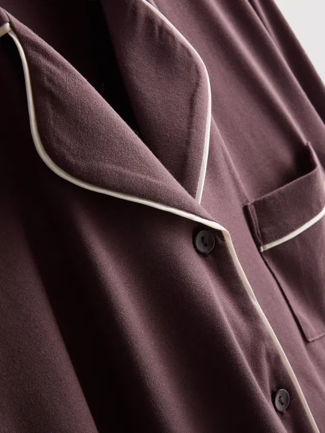 Pyjamasser i jersey med kontrastkant i boyfriend-stil