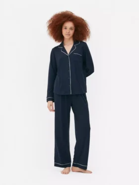 Pyjamasser i jersey med lange ærmer i boyfriend-stil