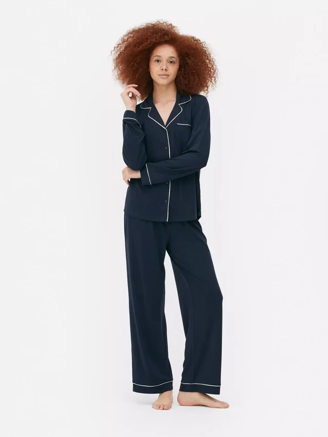 Pyjamasser i jersey med lange ærmer i boyfriend-stil