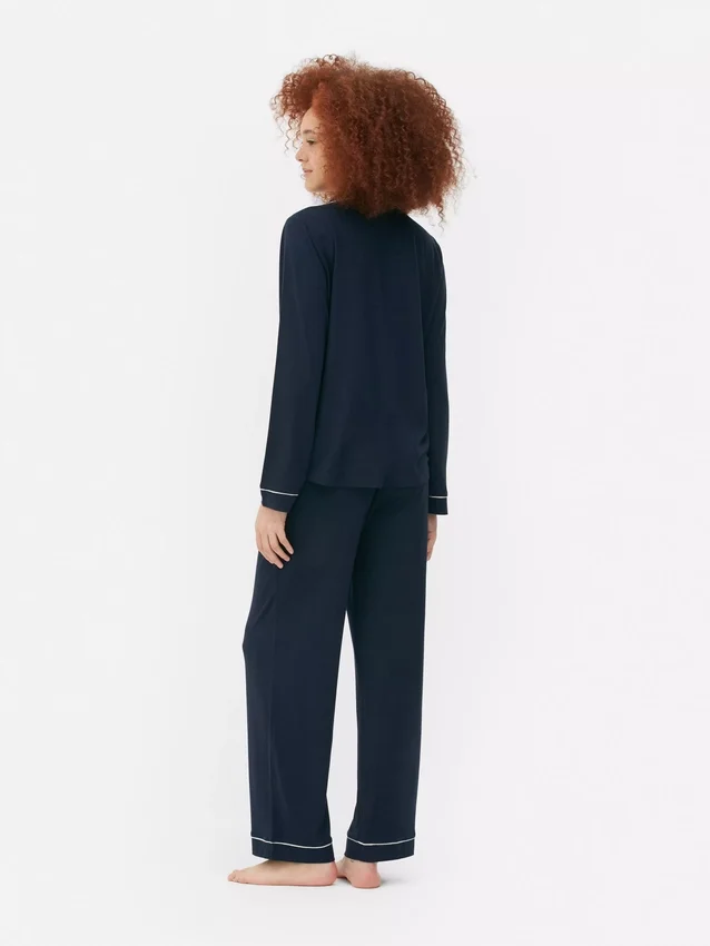 Pyjamasser i jersey med lange ærmer i boyfriend-stil