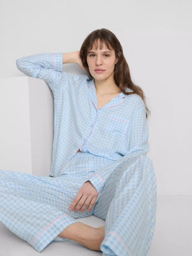 Pyjamasser i twill i boyfriend-stil