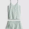 Pyjamasser med cami-top og blonderkant