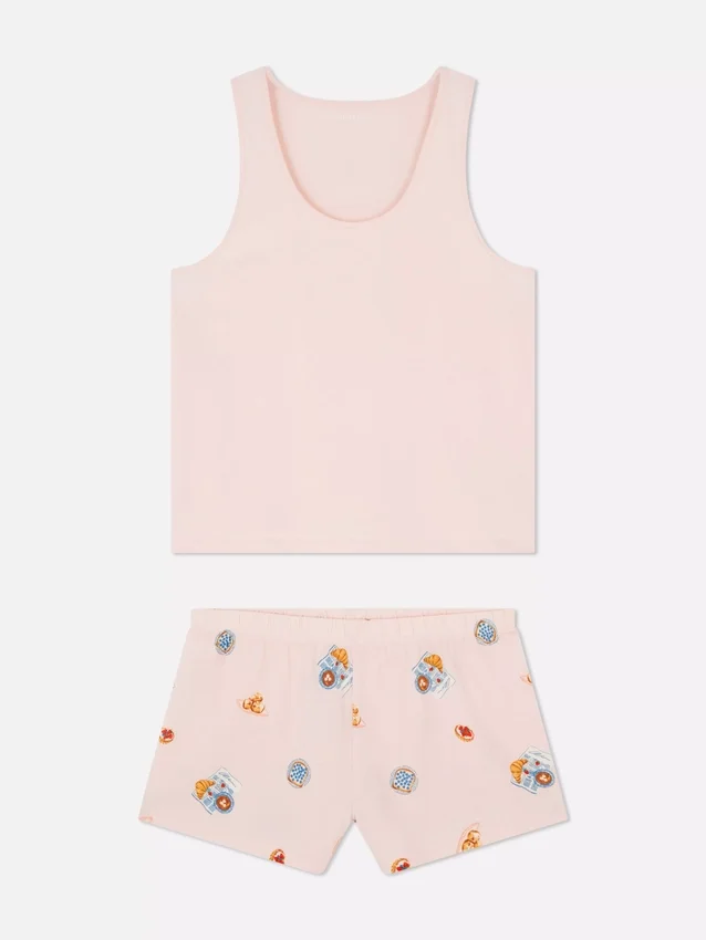 Pyjamasser med kort vest i bomuld