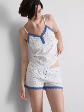 Pyjamasser med korte ben i bomuldsrig stretch