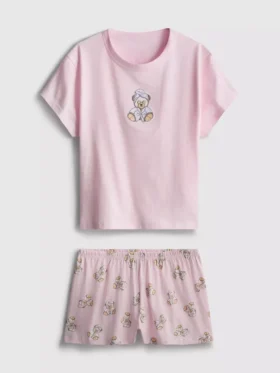 Pyjamasser med korte ben i bomuldsrigt stof med print