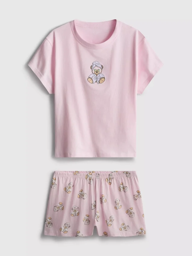 Pyjamasser med korte ben i bomuldsrigt stof med print