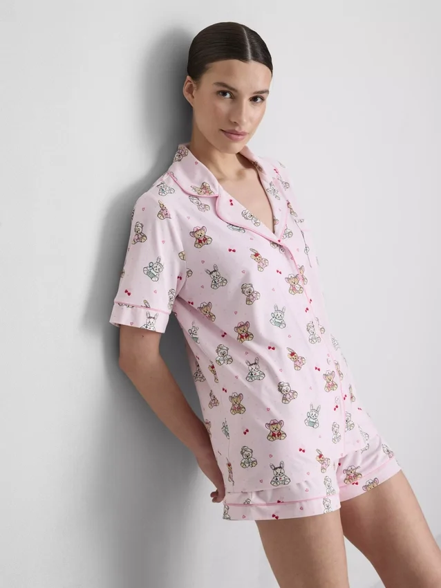 Pyjamasser med print i teddy-boyfriend-stil