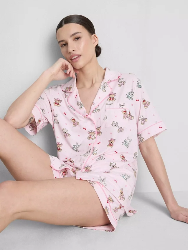 Pyjamasser med print i teddy-boyfriend-stil