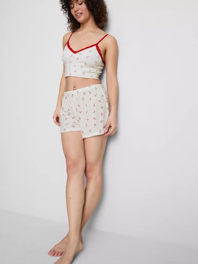 Pyjamasser med print og ribkant