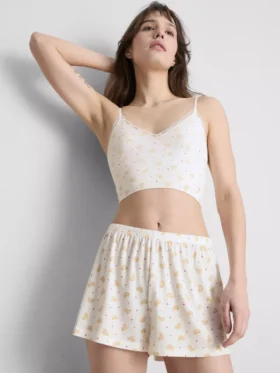 Pyjamasser med print og ribkant