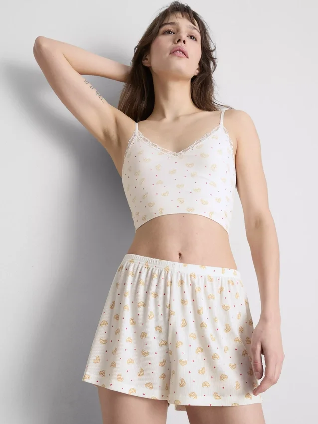 Pyjamasser med print og ribkant