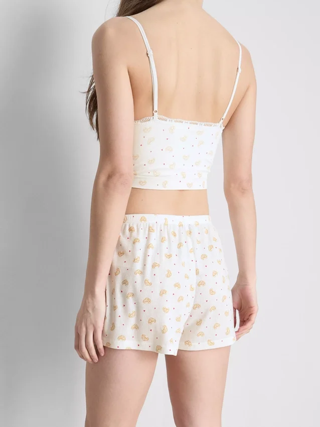 Pyjamasser med print og ribkant