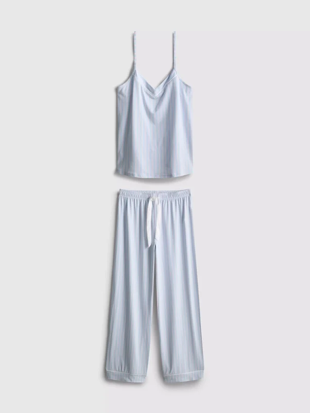 Pyjamasser med printet satin-sløjfe-cami