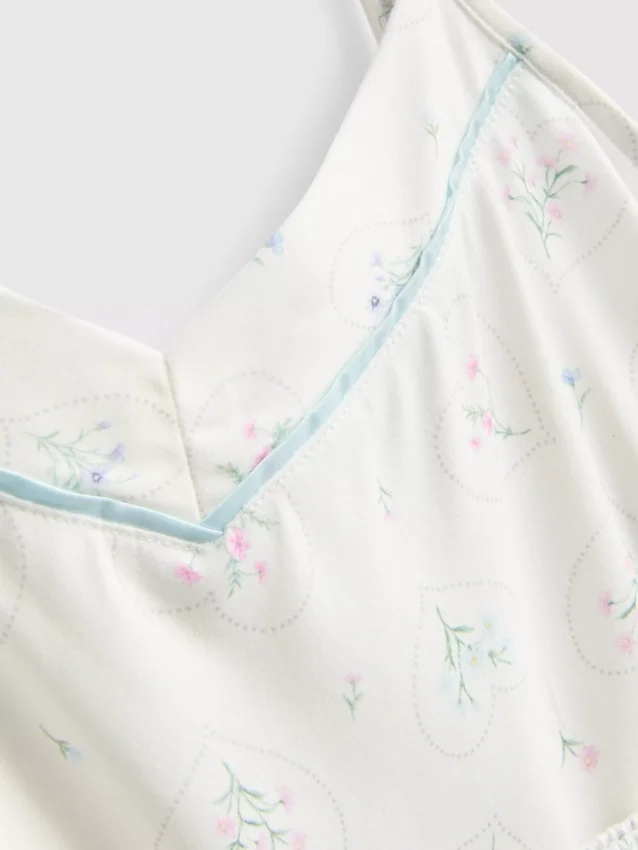 Pyjamasser med printet satin-sløjfe-cami