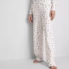 Ribbede pyjamasbukser med sommerfuglemotiv