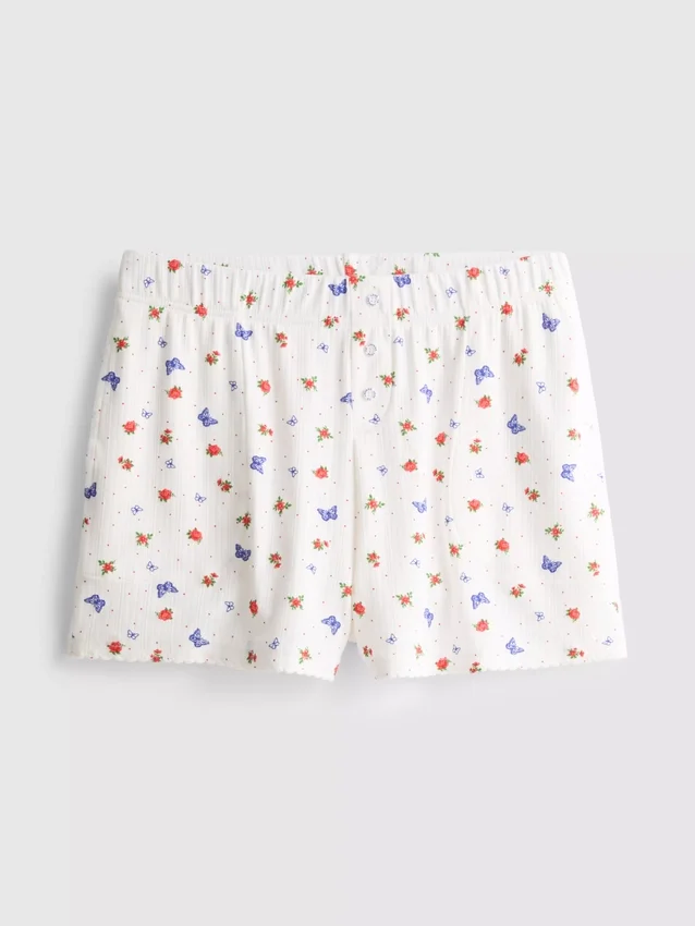 Ribbede pyjamasser med sommerfuglemotiv