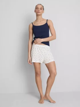 Ribbede pyjamasser-shorts i jersey