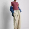Ribbet bluse med knapper, med højt bomuldsindhold