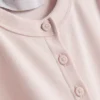 Ribbet bluse med knapper, med højt bomuldsindhold