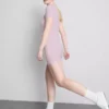 Ribbet bodycon mini-skjorte-kjole