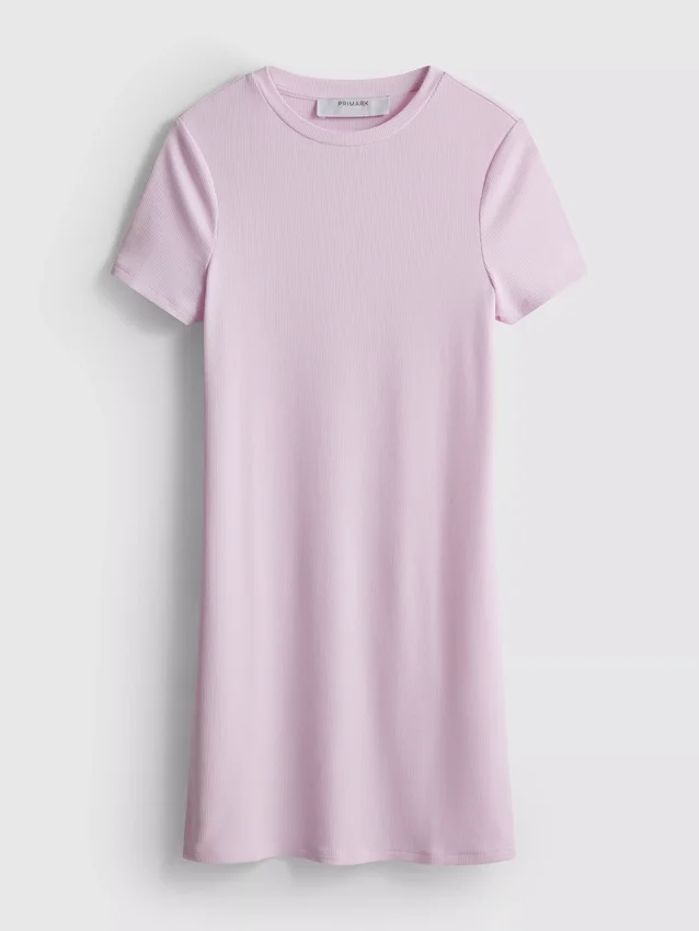 Ribbet bodycon mini-skjorte-kjole