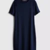 Ribbet bodycon mini-skjorte-kjole