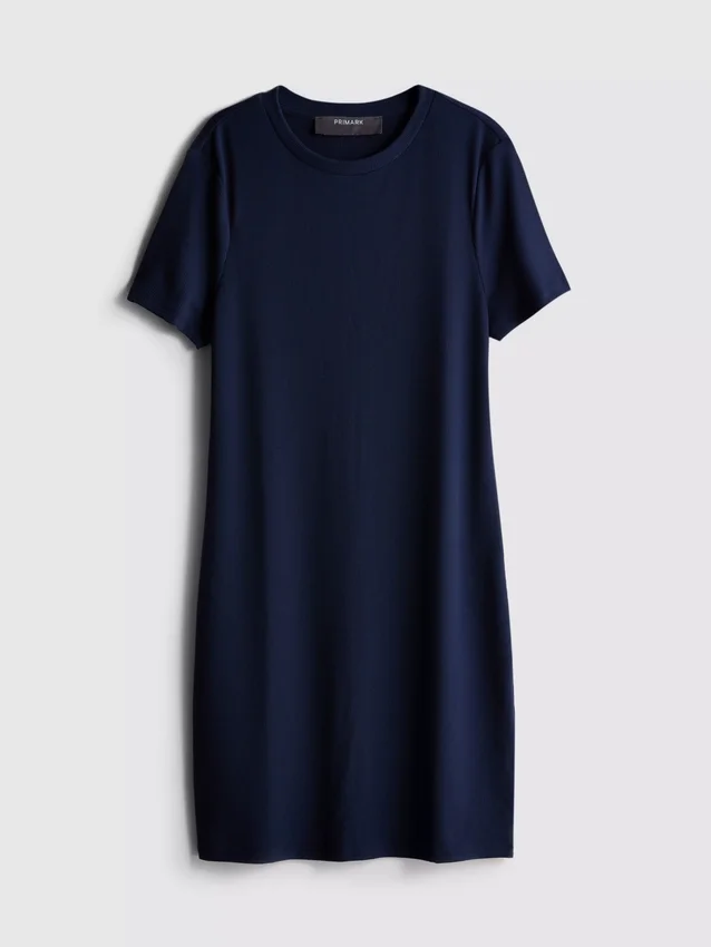 Ribbet bodycon mini-skjorte-kjole
