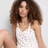 Ribbet pyjamasser-cami med sommerfuglemotiv