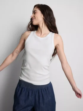 Ribbet racerback-tanktop med højt bomuldsindhold