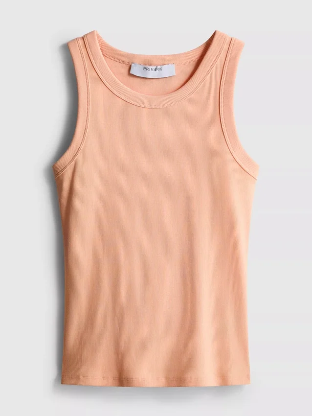 Ribbet racerback-tanktop med højt bomuldsindhold