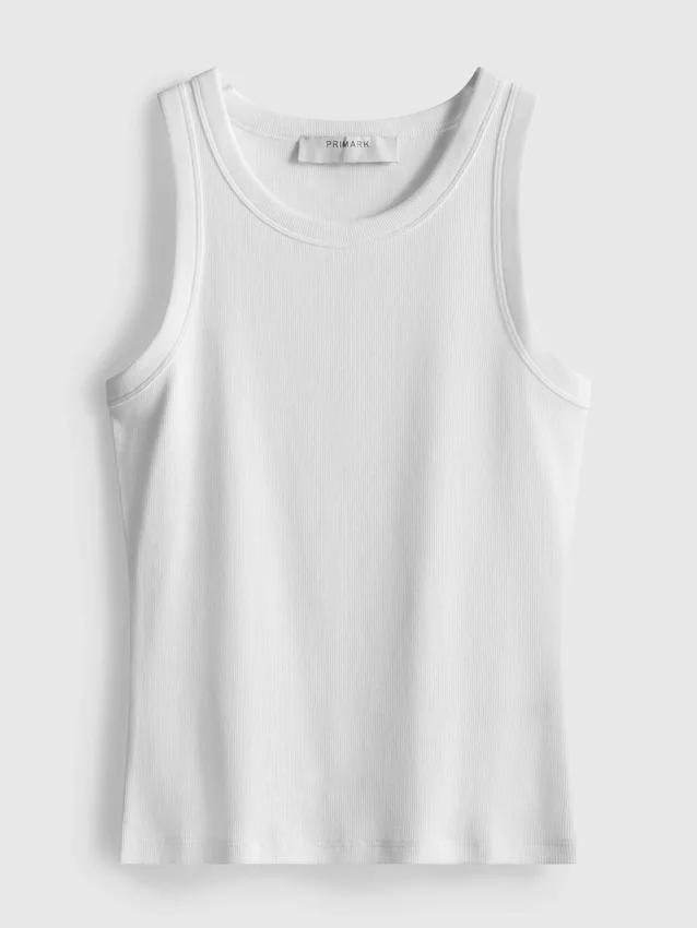 Ribbet racerback-tanktop med højt bomuldsindhold